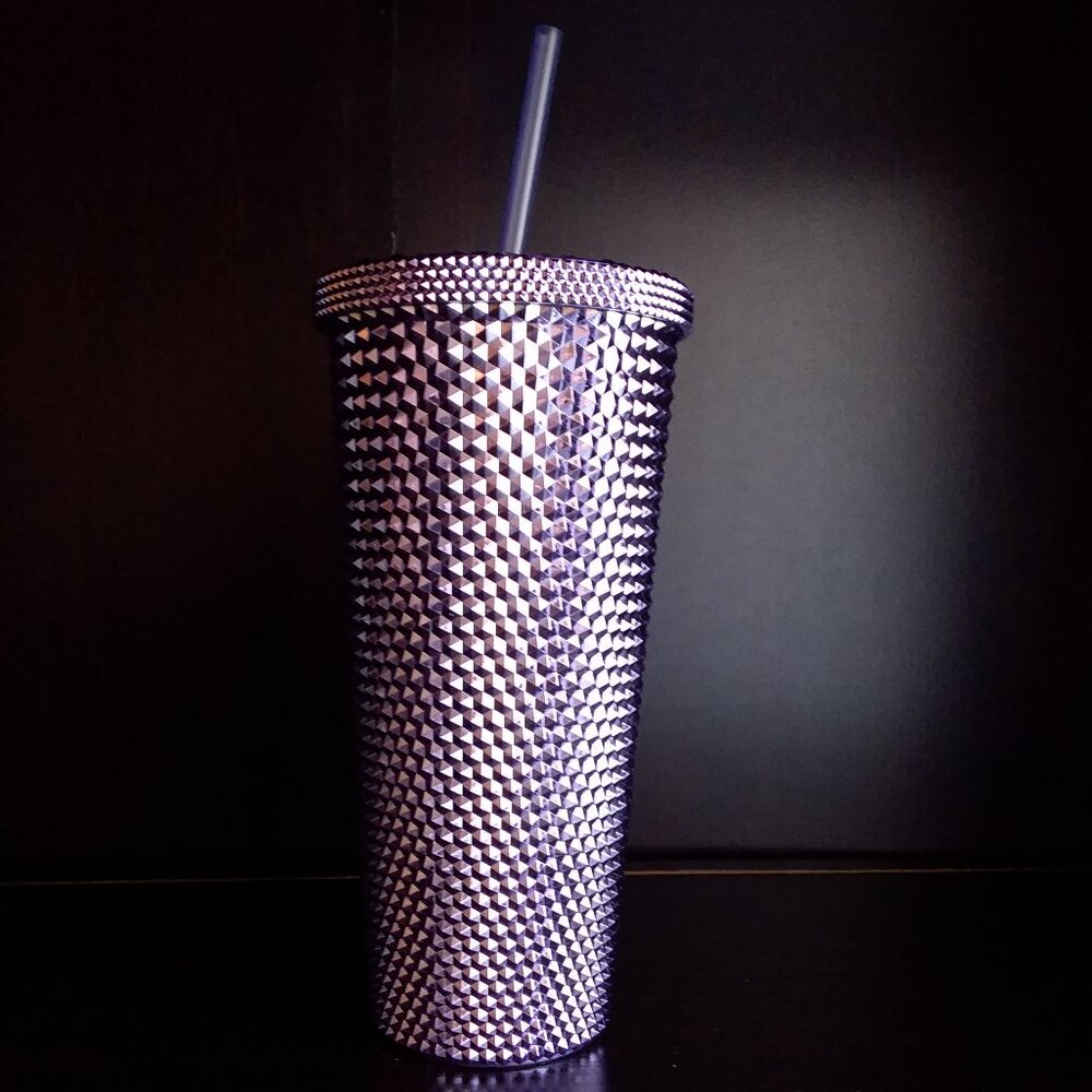 Metallic Purple Tumbler 20 oz and straw